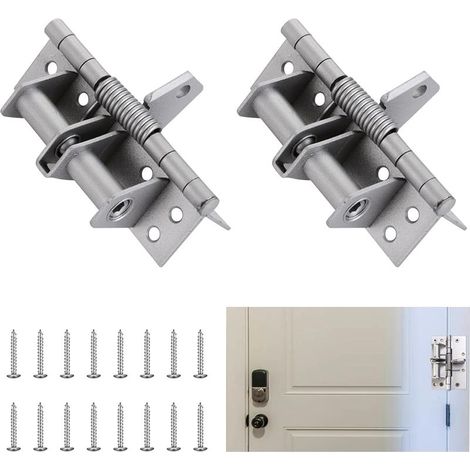 Ferme-porte réglable avec plaque de montage et vis pour portes intérieures, portes de chambre, lot de 2 fermetures automatiques, argent (1/5)