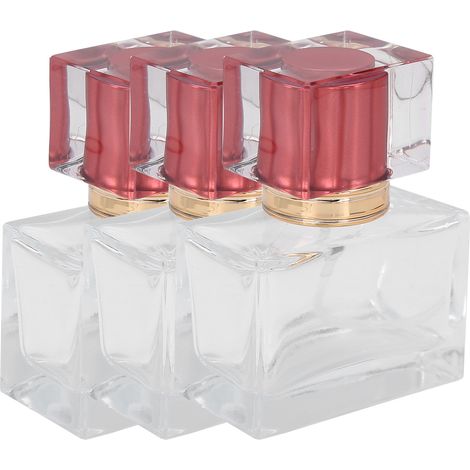 Lot de 3 flacons de parfum vides en verre rechargeables, 30 ml, rouge. (1/5)