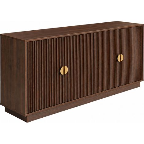 Aparador acanalado de 4 puertas con efecto nogal 160 cm TEGAL (1/5)