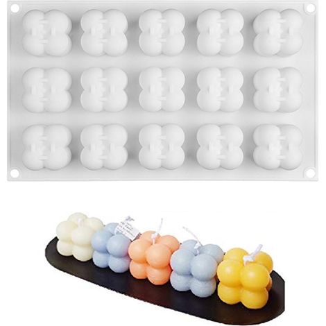 Moule silicone 3D cube bulles pour bougies, mini moule en silicone pour chocolat DIY, fabrication de bougies en forme de boule (1/5)