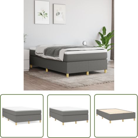 The Living Store Bettgestell ohne Matratze Dunkelgrau 120x200 cm Stoff - Bettes Gestell - Doppelbett - Boxspringbetten - Lattenrost - Dunkelgrau (1/5)