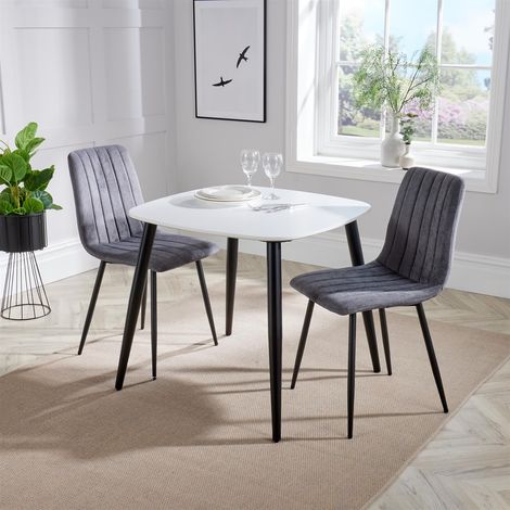 Straight Stitch Dining Chair with Tapered Legs (Set of 2) - Metal - L54 x W44 x H88 cm - Grey/Black - Flat Packed (1/5)