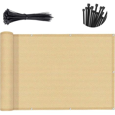 Brise vue en maille - Protection 95% lumière et UV Résistant aux déchirures - Balcon terrasse et jardin - Beige 0 9 x 3 m (1/3)