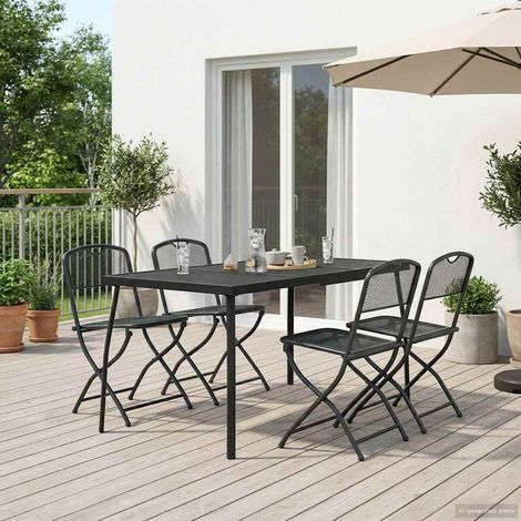 Gartenmöbel Set 5 pcs Anthrazit Eisen und Stahl