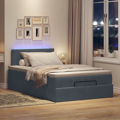 vidaXL Struttura Letto Pouf con Materasso 120x200 cm Velluto (1/5)