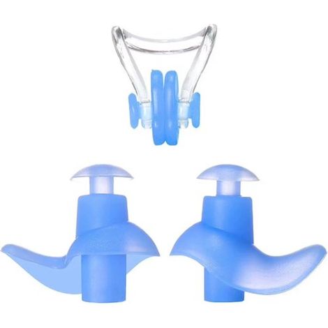 Tappi per le orecchie da nuoto,2 paia di tappi auricolari in silicone riutilizzabili e impermeabili per piscina,Taglia per bambini,Blu (1/4)