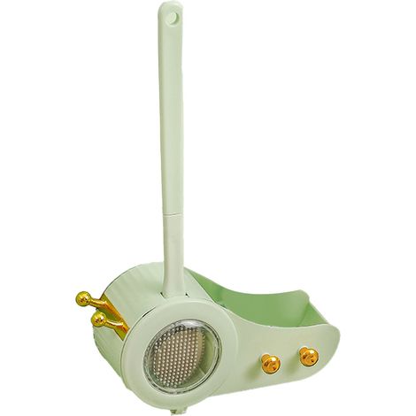 Ensemble brosse WC ventouse motif escargot, brosse nettoyage cuvette toilettes plastique manche long, vert (1/5)