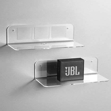 Etagere murale Lot de 2, Agrandissez facilement l'espace mural - 22,9cm petite etagere murale en acrylique, Transparent (1/5)