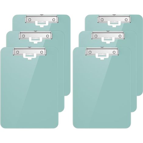Lot de 6 presse-papiers en plastique format A4 standard Plastique dur, Clipboard A4 dessin de mode, Planchettes à pince et porte-formulaires, Clipboard taille 31.5 x 22.5 cm, Vert (1/5)