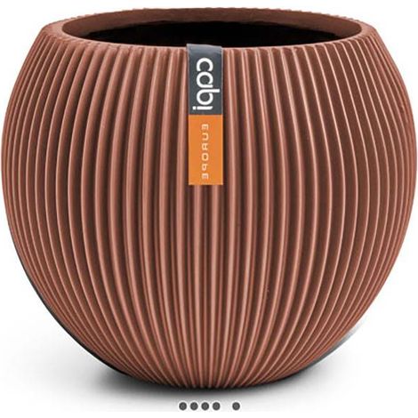 Vase Groove plastique forme boule H 15 x D 18cm Rouge - dimhaut: H 15 cm - couleur: Rouge