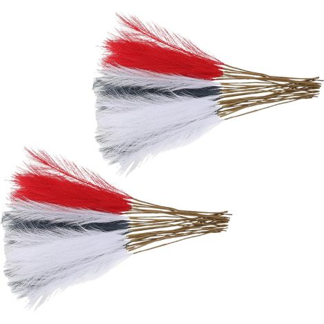 30 Pièces Herbe Pampa Artificielle en Trois Couleurs Rouge Blanc Bleu pour Décoration Intérieure Patriotique sans Salissures Colorants Résistants, pour Anniversaire et Fête (1/5)
