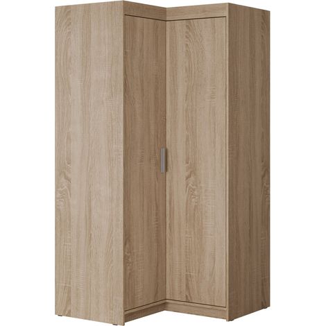 Armario de rincón Novduni 116, Roble Sonoma, 191x98x98cm, Puertas de armario: Con bisagras, Número de estantes: 0 (1/4)