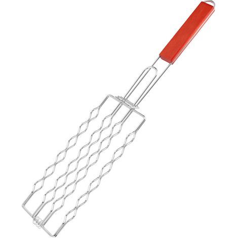 Pince à hot-dog, argentée, 47,5 x 9 cm, 1 pièce Grille antiadhésive pour jambon et saucisses Outil de cuisson pour barbecue et camping (1/5)