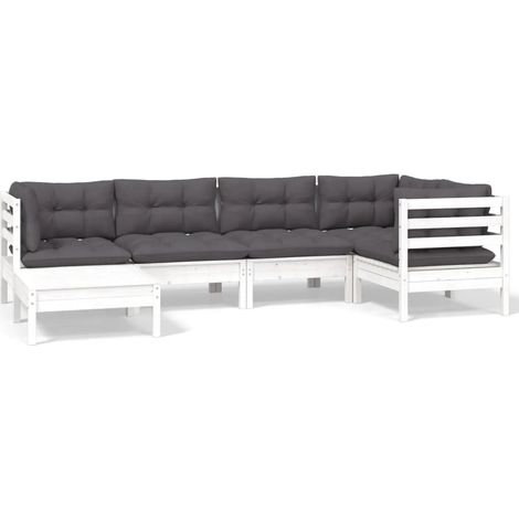 Maison Exclusive - Muebles de jardín 6 pzas con cojines blanco ma (1/5)