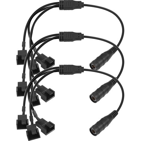 5.5x2.1mm 12V DC Case Fan Cable, DC to 3/4 Pin PC Fan Y Splitter Cable, PC Fan 1 to 3 Power Cable (35cm)