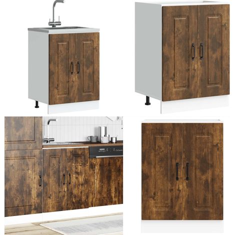 Mobile base lavello Kalmar Rovere Fumo 60x46x81,5 cm Truciolato - Armadio cucina - Armadio da cucina