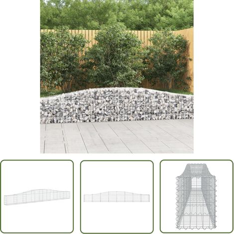 The Living Store Panier de gabions arqué 400x30x40/60 cm Fer galvanisé - Paniers De Gabions - Mur De Gabion - Clôture De Jardin - Décoration Extérieure - Barrières De Jardin (1/5)