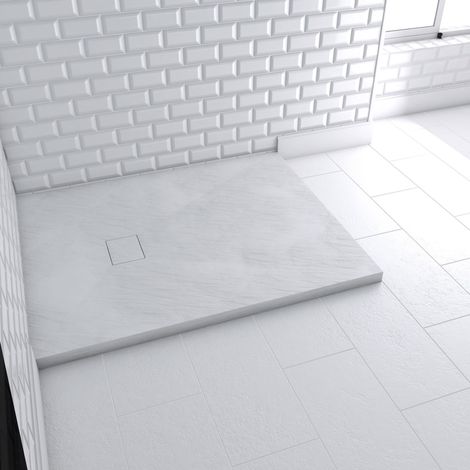 receveur à poser en materiaux composite smc - finition ardoise blanc mat - 80x100 cm - rock 2 white