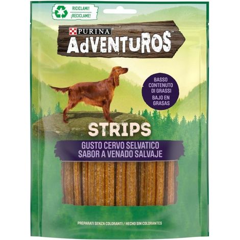 PURINA ADVENTUROS Snack per Cani Adulti Strips con Cervo 6 Confezioni da 90g