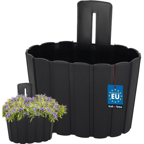 Wandhängender Blumentopf zur Wandmontage, rustikal, anthrazitfarben, 200 mm