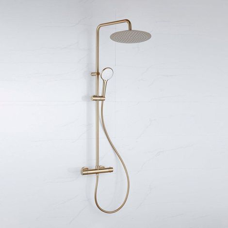Adema Sparkle 2.0 ensemble de douche pluie - mitigeur douche principale - 20 cm - douchette à main - 3 positions - or mat