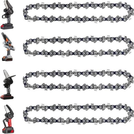 Accessori di ricambio per catena da 6 pollici per mini motosega, 4 pezzi per mini motosega elettrica portatile a batteria per potatura e taglio del legno (37 maglie motrici) (1/4)