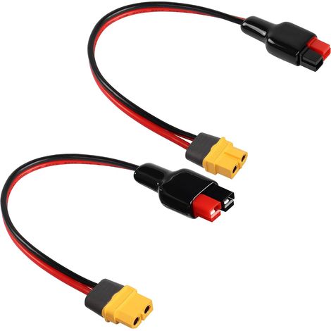 2Pcs 45A Solaire Connecteur à XT60 Extension Câble 12AWG Solaire Panneau à XT60 Femelle Lithium Batterie Alimentation Câble, pour Extérieur Mobile Alimentation, 30cm/11.8in (1/5)