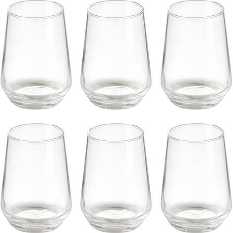 Set 6 Bicchieri da Tavola in Vetro 400 ml Conico Per Acqua Vino Bibite Bicchieri Capienti Multiuso in Confezione Regalo Uso Quotidiano o Professionale