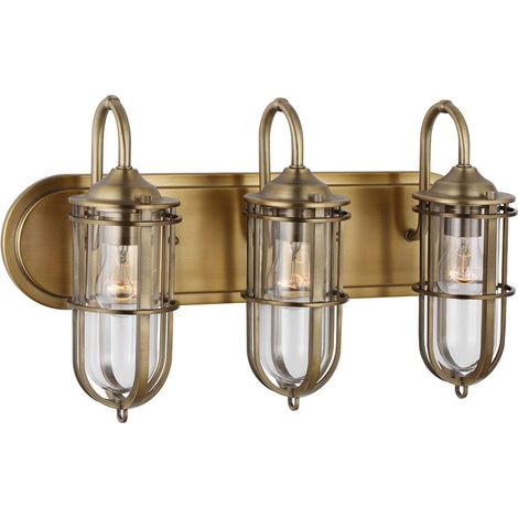 Wandleuchte Badzimmerleuchte Wandlampe Stahl Glas Messing IP44 H 31,1 cm (1/5)