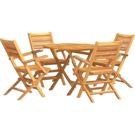 Set da Pranzo per Giardino 5 pz in Legno Massello di Teak vidaXL