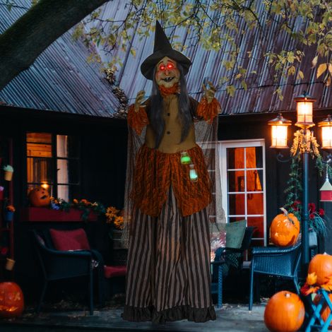 HOMCOM Outdoor Halloween Animatronic with Sound Activated, Light Up Eyes (1/5)