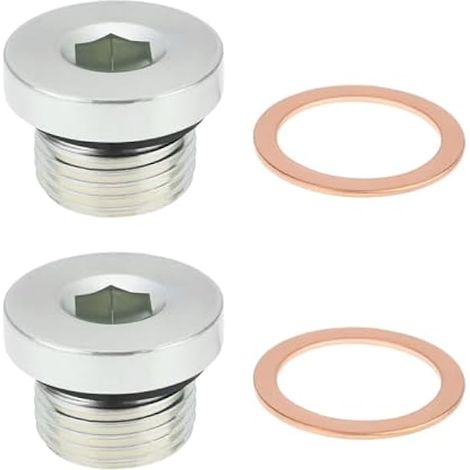 Briny River 2PCS Rondelles Hexagonales en Cuivre M18 X 16 Mm pour Carter Huile de Transmission Vis de Vidange Huile 07119905428 7119905428 Compatible avec Porsch Boxster (1/4)