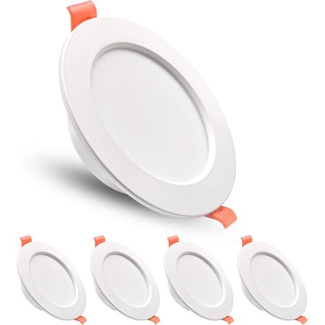 Lot de 5 Spot LED IP44 5W 480LM Blanc Chaud 3000K Aluminium Découpe 70-88mm Pour Salle De Bain Cuisine Salon