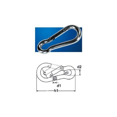 Mousqueton à battant sans œillet 12mm en acier inoxydable - CHAUBEYRE - 8425408
