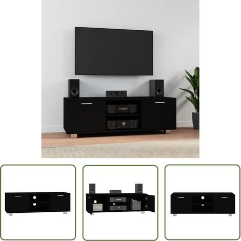 The Living Store Meuble TV Noir 120x40,5x35 cm Bois d'ingénierie - Meubles Tv - Meuble Tv Moderne - Meuble Tv Design - Support Tv - Unité Tv (1/5)