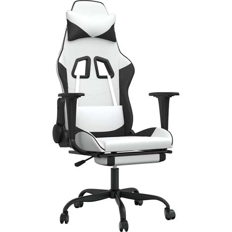 Maison Exclusive - Sedia da Gaming con Poggiapiedi Bianco e Nero in Similpelle (1/5)