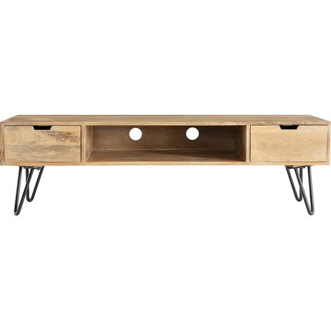 Design-TV-Möbel Mangoholz Hairpin-Tischbeine Metall VIBES