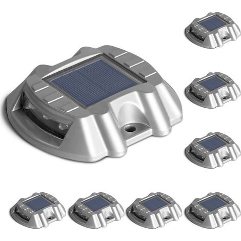 Set of 8 solar ground lights, LED solar lights, suitable for roads, gardens and patios (cool white light). (1/5)
