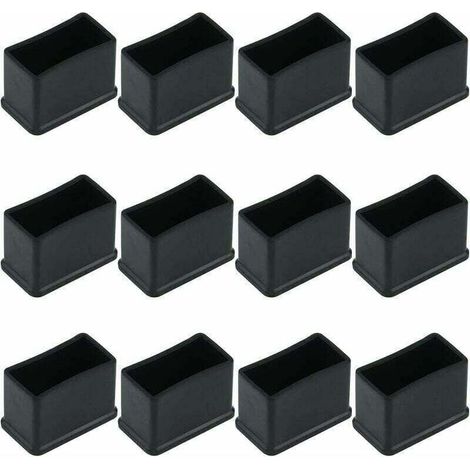 Lot de 12 Embouts de Protection Rectangulaires en Feutre de Caoutchouc pour Pieds de Table ou de Chaise - Noir, 15 x 30 mm.- (1/4)
