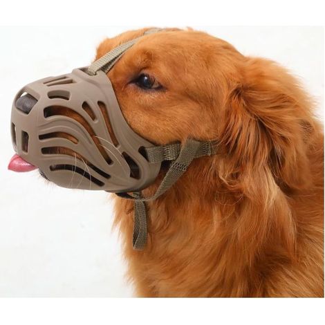 (Brun, L) Museliere pour Chien, Muselière en Silicone Souple Contre Les Morsures, Les Aboiements et Les Mâchonnements, Design Respirant, Adaptée au Dressage des Grands Chiens Agressifs (1/5)