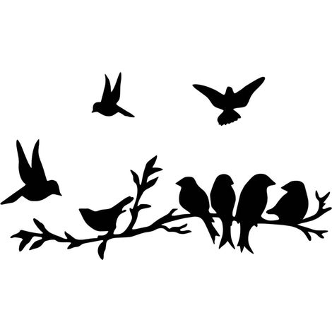 Asir Group Llc – Décoration murale en métal oiseaux sur branches et en vol – Design noir élégant – Dimensions 68 x 22 cm – Pour intérieur moderne (1/4)