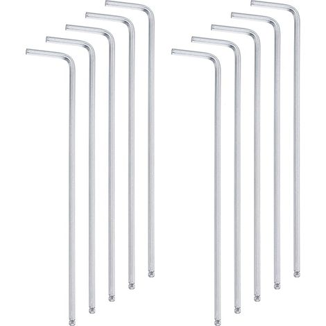 10Pcs Clé hexagonale À Bout Sphérique 2mm Métrique Forme L Argent (1/5)