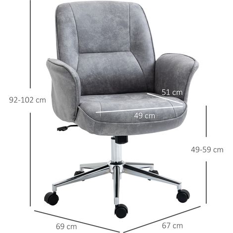 Fauteuil de bureau extra-large gris clair, ergonomique et moelleux, hauteur ajustable avec mécanisme basculant, capacité de charge 120 kg, siège spacieux et confortable (1/5)