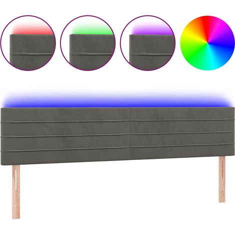 Maison Exclusive - Tête de lit à LED Gris foncé 160x5x78/88 cm Velours (1/5)