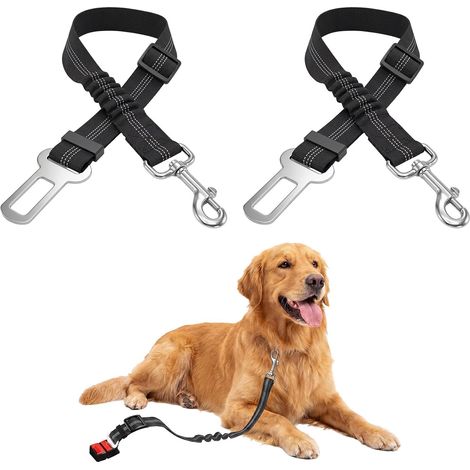 Ceinture Chien Voiture, 1 Pièces Harnais Ceinture securite Chien Voiture Chocs et Mousqueton pour Tout Type de Voiture pour Tous Les Chiens et Chats (Lot de 2) (1/5)