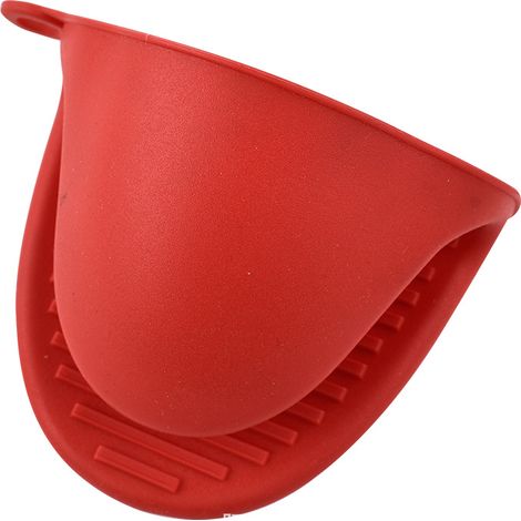 Guanti da forno in silicone rosso, spessi e resistenti al calore, ideali per cucinare, cuocere al forno, grigliare e arrostire. (1/5)