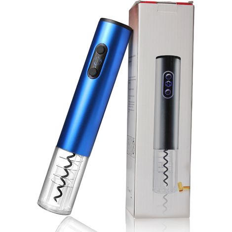 Ouvre-bouteille électrique, tire-bouchon automatique (rechargeable par câble USB - bleu saphir dépoli) (1/5)