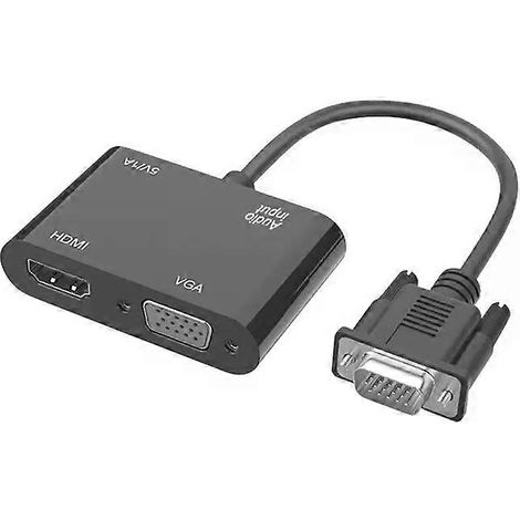 Adaptateur double affichage VGA vers HDMI, convertisseur vidéo et audio, répartiteur VGA, une entrée et deux sorties, convient aux ordinateurs de bureau, moniteurs, projecteurs et téléviseurs HD. (1/5)