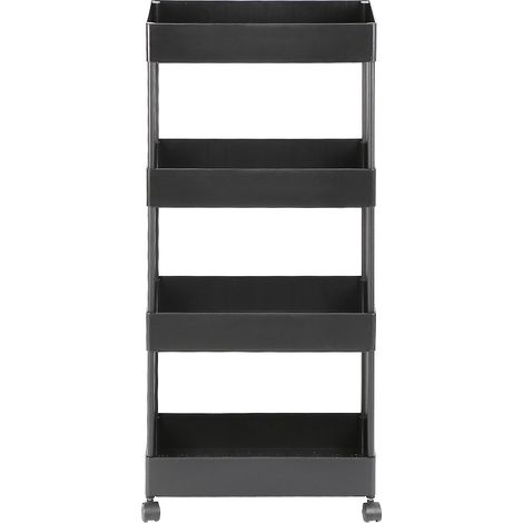 Chariot de rangement à roulettes large, 40 x 22 x 90 cm, Noir (1/5)