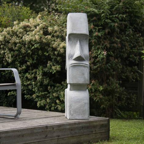 Wanda Collection – Statue moaï île de Pâques en résine – Hauteur 120 cm – Décoration de jardin zen – Effet apaisant pour intérieur et extérieur